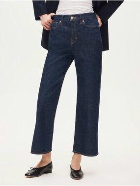 J. CREW TALL '96 Slim Wide Leg High Rise Jeans In Dark Indigo Size 32T CC581